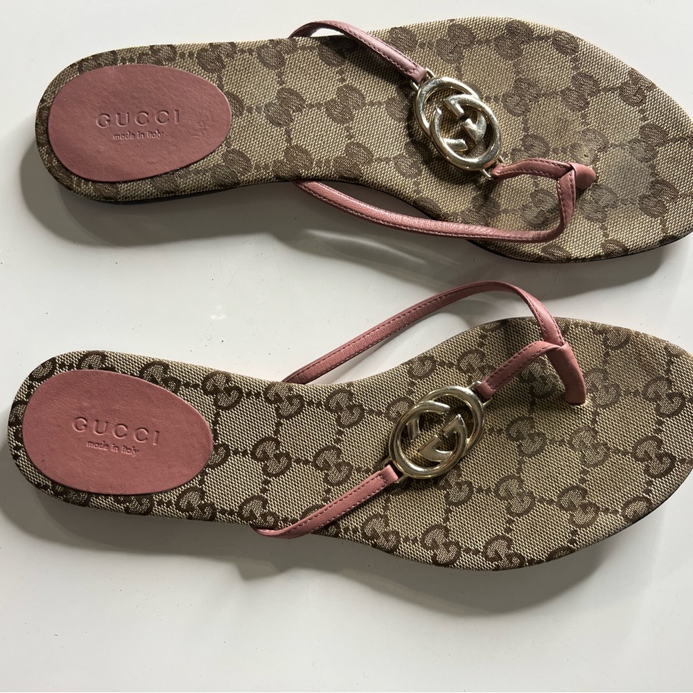 Gucci Beige and Pink Sandals